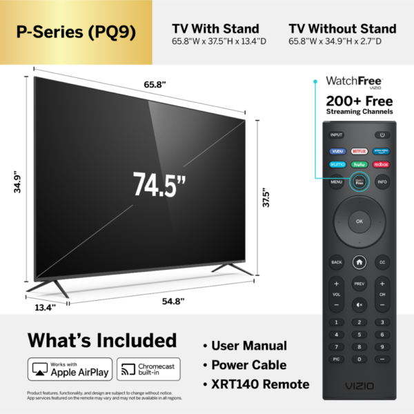 VIZIO 75 inch Class 4K UHD Quantum Smartcast Smart TV – Image 4